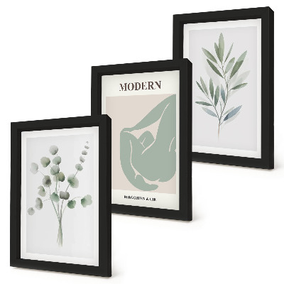 Gallery wall Plantmotieven in delicate groene tinten