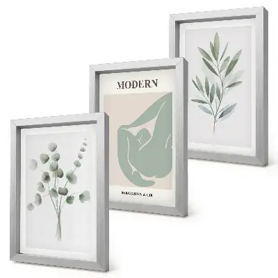 Gallery wall met plantmotieven in delicate groene tinten
