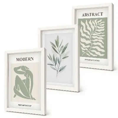 Set ingelijste schilderijen met Matisse aquarel plantenontwerp in boho stijl