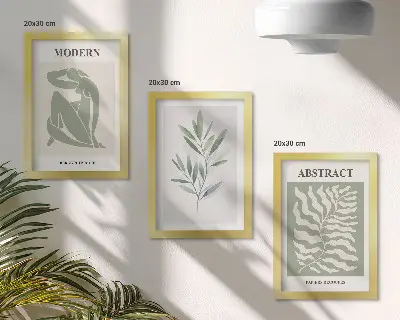 Set ingelijste schilderijen met Matisse aquarel plantenontwerp in boho stijl