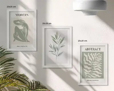 Set ingelijste schilderijen met Matisse aquarel plantenontwerp in boho stijl