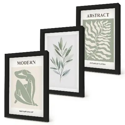 Set ingelijste schilderijen met Matisse aquarel plantenontwerp in boho stijl