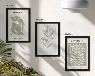 Set ingelijste schilderijen met Matisse aquarel plantenontwerp in boho stijl