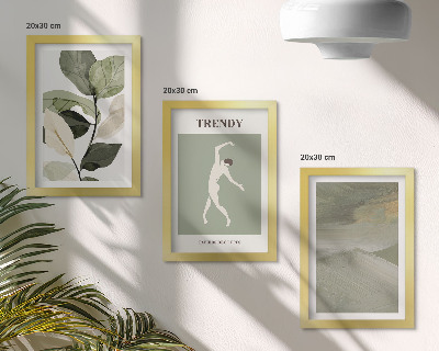 Set van ingelijste schilderijen Plantenpatronen met silhouetten en abstracte vormen