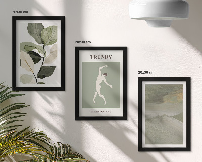 Set van ingelijste schilderijen Plantenpatronen met silhouetten en abstracte vormen