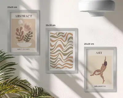 Gallery wall met abstracte Matisse vormen en patronen in boho stijl