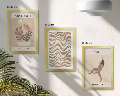 Gallery wall met abstracte Matisse vormen en patronen in boho stijl
