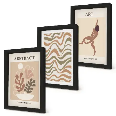 Gallery wall met abstracte Matisse vormen en patronen in boho stijl