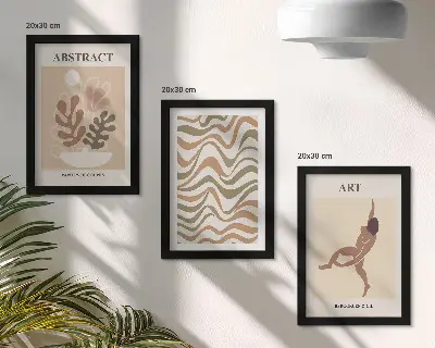 Gallery wall met abstracte Matisse vormen en patronen in boho stijl