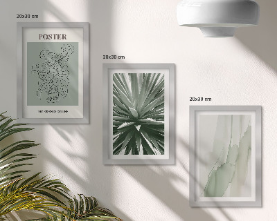 Set van ingelijste schilderijen Plantenpatronen in tinten groen en beige.