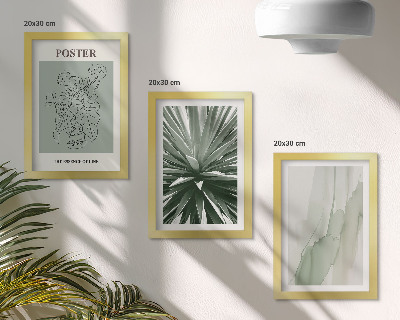 Set van ingelijste schilderijen Plantenpatronen in tinten groen en beige.