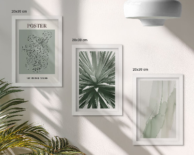 Set van ingelijste schilderijen Plantenpatronen in tinten groen en beige.