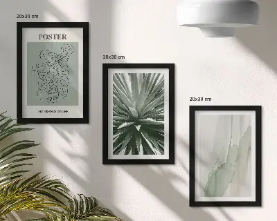 Set van ingelijste schilderijen met plantenpatronen in groen- en beigetinten