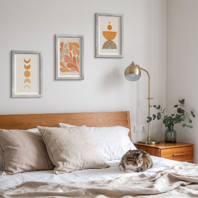 Set van ingelijste schilderijen Abstracte vormen in oranje tinten