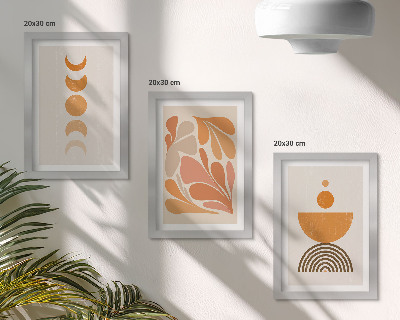 Set van ingelijste schilderijen Abstracte vormen in oranje tinten