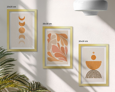 Set van ingelijste schilderijen Abstracte vormen in oranje tinten