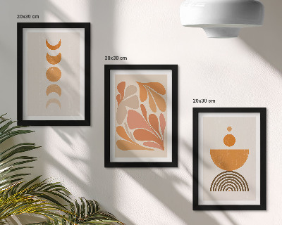 Set van ingelijste schilderijen Abstracte vormen in oranje tinten