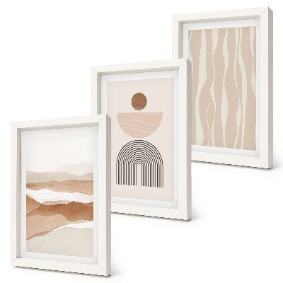 Set van ingelijste schilderijen Abstracte landschappen, natuurlijke vormen en geometrie