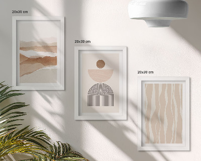 Set van ingelijste schilderijen Abstracte landschappen, natuurlijke vormen en geometrie