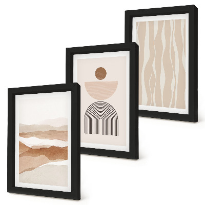 Set van ingelijste schilderijen Abstracte landschappen, natuurlijke vormen en geometrie