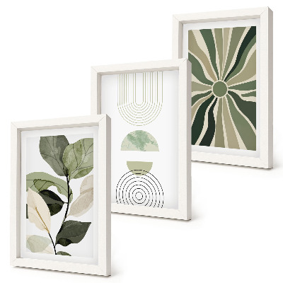 Gallery wall Plantmotieven met geometrische vormen in groen