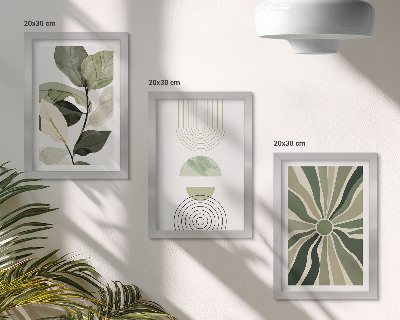Gallery wall Plantmotieven met geometrische vormen in groen