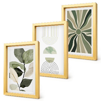 Gallery wall Plantmotieven met geometrische vormen in groen