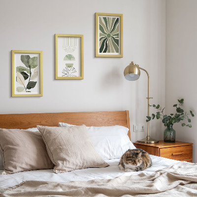 Gallery wall Plantmotieven met geometrische vormen in groen