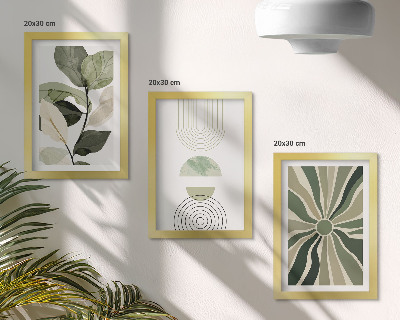 Gallery wall Plantmotieven met geometrische vormen in groen