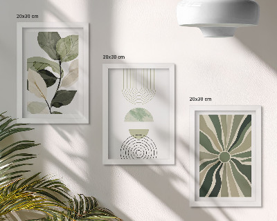 Gallery wall Plantmotieven met geometrische vormen in groen