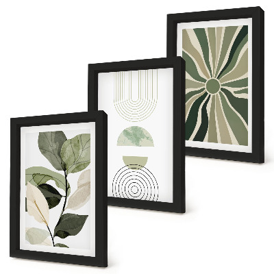 Gallery wall Plantmotieven met geometrische vormen in groen