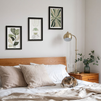 Gallery wall Plantmotieven met geometrische vormen in groen