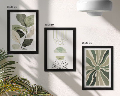 Gallery wall Plantmotieven met geometrische vormen in groen