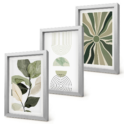 Gallery wall Plantmotieven met geometrische vormen in groen