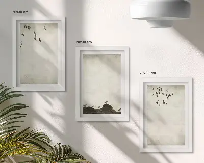 Gallery wall Vliegende zwerm vogels in minimalistische stijl