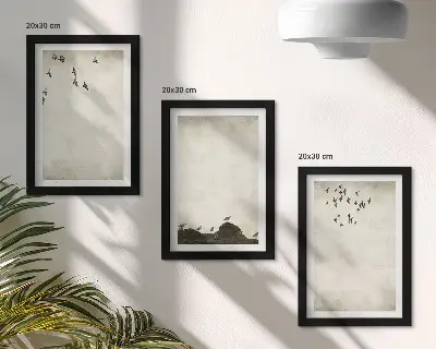 Gallery wall Vliegende zwerm vogels in minimalistische stijl