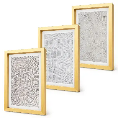 Gallery wall met patronen in het zand en lineaire geometrische structuren