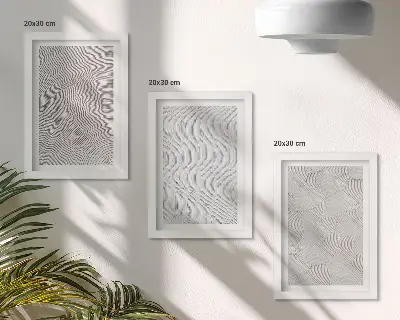 Gallery wall met patronen in het zand en lineaire geometrische structuren