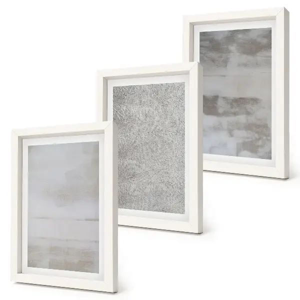 Set ingelijste schilderijen met moderne textuur in minimalistische stijl