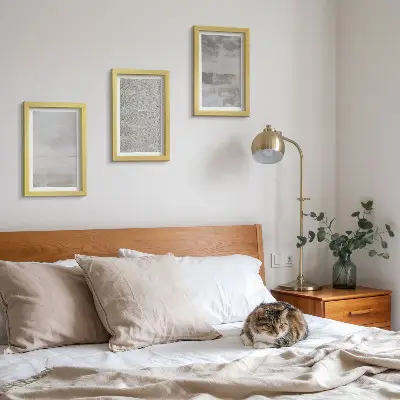 Set ingelijste schilderijen met moderne textuur in minimalistische stijl