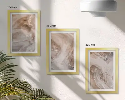 Set van ingelijste schilderijen met abstracte marmerpatronen en steentexturen