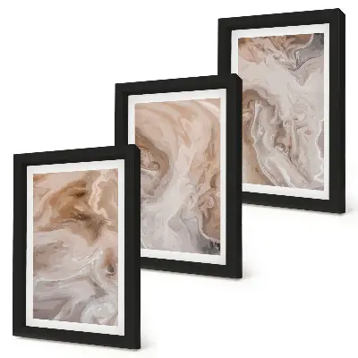 Set van ingelijste schilderijen met abstracte marmerpatronen en steentexturen