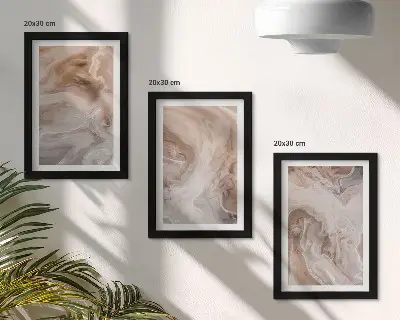 Set van ingelijste schilderijen met abstracte marmerpatronen en steentexturen
