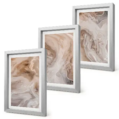 Set van ingelijste schilderijen met abstracte marmerpatronen en steentexturen