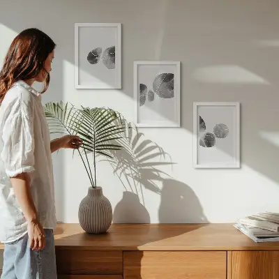 Abstract minimalistisch schilderij met verfvlekken gallery wall