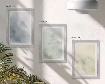 Set van ingelijste schilderijen met pastelkleurige aquarelverf op canvas met textuur