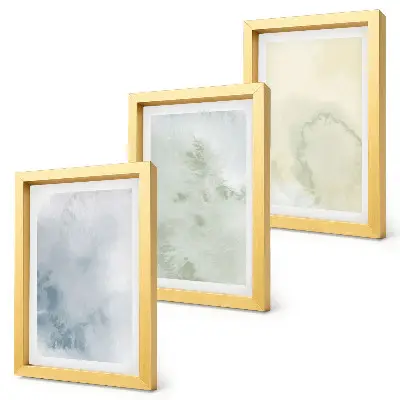 Set van ingelijste schilderijen met pastelkleurige aquarelverf op canvas met textuur