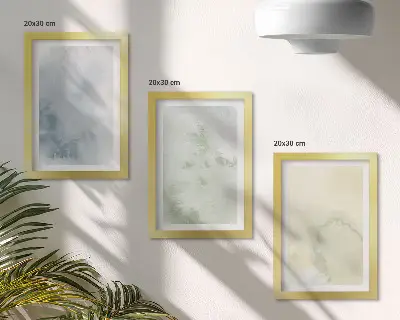 Set van ingelijste schilderijen met pastelkleurige aquarelverf op canvas met textuur