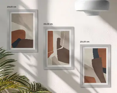 Gallery wall met abstracte structurele vormen in moderne stijl