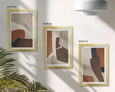 Gallery wall met abstracte structurele vormen in moderne stijl